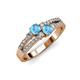 3 - Zaira Blue Topaz with Side Diamonds Split Shank Ring 