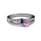 2 - Zaira Iolite and Pink Sapphire with Side Diamonds Split Shank Ring 