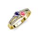 3 - Zaira Iolite and Pink Tourmaline with Side Diamonds Split Shank Ring 