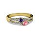 2 - Zaira Iolite and Pink Tourmaline with Side Diamonds Split Shank Ring 