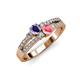 3 - Zaira Iolite and Pink Tourmaline with Side Diamonds Split Shank Ring 