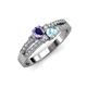 3 - Zaira Iolite and Aquamarine with Side Diamonds Split Shank Ring 