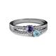 2 - Zaira Iolite and Aquamarine with Side Diamonds Split Shank Ring 