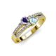 3 - Zaira Iolite and Aquamarine with Side Diamonds Split Shank Ring 