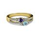 2 - Zaira Iolite and Aquamarine with Side Diamonds Split Shank Ring 