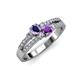 3 - Zaira Iolite and Amethyst with Side Diamonds Split Shank Ring 