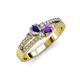 3 - Zaira Iolite and Amethyst with Side Diamonds Split Shank Ring 