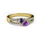 2 - Zaira Iolite and Amethyst with Side Diamonds Split Shank Ring 