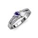 3 - Zaira Iolite and White Sapphire with Side Diamonds Split Shank Ring 