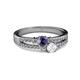 2 - Zaira Iolite and White Sapphire with Side Diamonds Split Shank Ring 