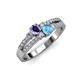 3 - Zaira Iolite and Blue Topaz with Side Diamonds Split Shank Ring 