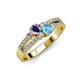 3 - Zaira Iolite and Blue Topaz with Side Diamonds Split Shank Ring 