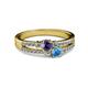 2 - Zaira Iolite and Blue Topaz with Side Diamonds Split Shank Ring 