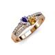 3 - Zaira Iolite and Citrine with Side Diamonds Split Shank Ring 