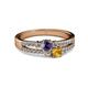 2 - Zaira Iolite and Citrine with Side Diamonds Split Shank Ring 