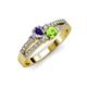 3 - Zaira Iolite and Peridot with Side Diamonds Split Shank Ring 