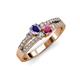 3 - Zaira Iolite and Rhodolite Garnet with Side Diamonds Split Shank Ring 