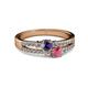 2 - Zaira Iolite and Rhodolite Garnet with Side Diamonds Split Shank Ring 