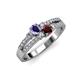 3 - Zaira Iolite and Red Garnet with Side Diamonds Split Shank Ring 
