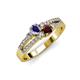 3 - Zaira Iolite and Red Garnet with Side Diamonds Split Shank Ring 