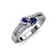 3 - Zaira Iolite and Blue Sapphire with Side Diamonds Split Shank Ring 