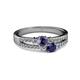 2 - Zaira Iolite and Blue Sapphire with Side Diamonds Split Shank Ring 