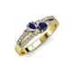 3 - Zaira Iolite and Blue Sapphire with Side Diamonds Split Shank Ring 