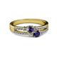 2 - Zaira Iolite and Blue Sapphire with Side Diamonds Split Shank Ring 