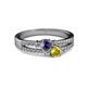 2 - Zaira Iolite and Yellow Sapphire with Side Diamonds Split Shank Ring 