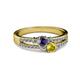 2 - Zaira Iolite and Yellow Sapphire with Side Diamonds Split Shank Ring 