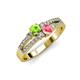 3 - Zaira Peridot and Pink Tourmaline with Side Diamonds Split Shank Ring 