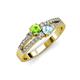 3 - Zaira Peridot and Aquamarine with Side Diamonds Split Shank Ring 