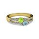 2 - Zaira Peridot and Aquamarine with Side Diamonds Split Shank Ring 