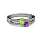 2 - Zaira Peridot and Amethyst with Side Diamonds Split Shank Ring 