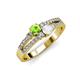 3 - Zaira Peridot and White Sapphire with Side Diamonds Split Shank Ring 