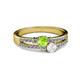 2 - Zaira Peridot and White Sapphire with Side Diamonds Split Shank Ring 