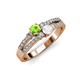 3 - Zaira Peridot and White Sapphire with Side Diamonds Split Shank Ring 