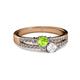 2 - Zaira Peridot and White Sapphire with Side Diamonds Split Shank Ring 