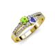 3 - Zaira Peridot and Tanzanite with Side Diamonds Split Shank Ring 