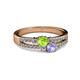 2 - Zaira Peridot and Tanzanite with Side Diamonds Split Shank Ring 