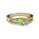 2 - Zaira Peridot and Diamond with Side Diamonds Split Shank Ring 