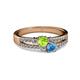 2 - Zaira Peridot and Blue Topaz with Side Diamonds Split Shank Ring 