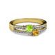 2 - Zaira Peridot and Citrine with Side Diamonds Split Shank Ring 