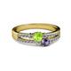 2 - Zaira Peridot and Iolite with Side Diamonds Split Shank Ring 