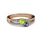 2 - Zaira Peridot and Iolite with Side Diamonds Split Shank Ring 