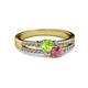 2 - Zaira Peridot and Rhodolite Garnet with Side Diamonds Split Shank Ring 