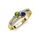 3 - Zaira Peridot and Blue Sapphire with Side Diamonds Split Shank Ring 