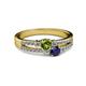 2 - Zaira Peridot and Blue Sapphire with Side Diamonds Split Shank Ring 