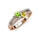 3 - Zaira Peridot and Yellow Sapphire with Side Diamonds Split Shank Ring 