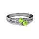 2 - Zaira Peridot with Side Diamonds Split Shank Ring 